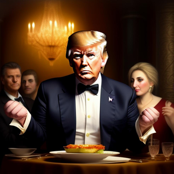 AI Trump eaats at a diner