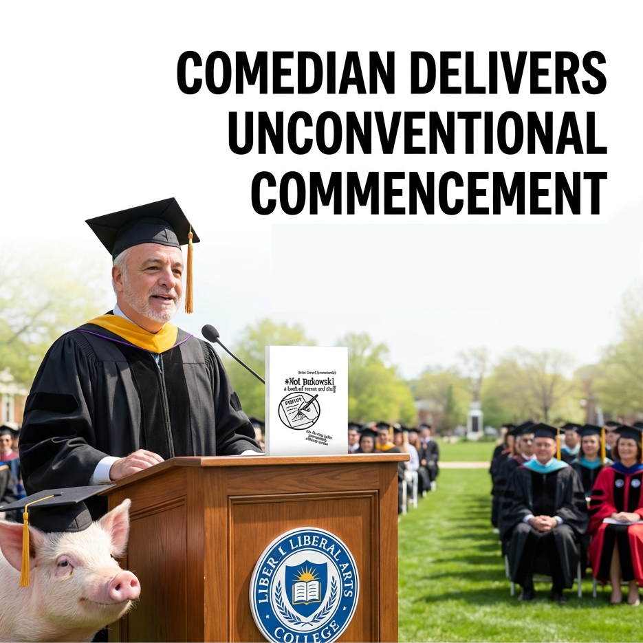 author gives satirical commencement speech