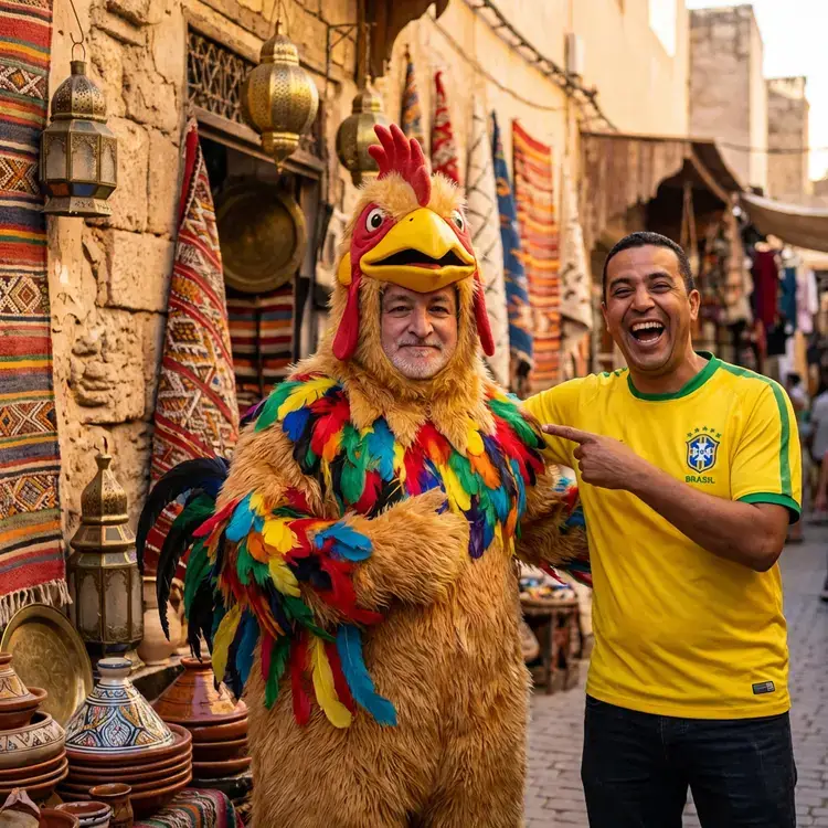 Brian is having a KFC Brazil Fried Chicken Fashion moment.