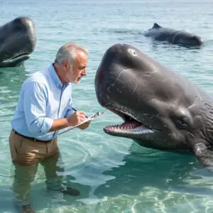 Brian tries to understand the sperm whale communication language